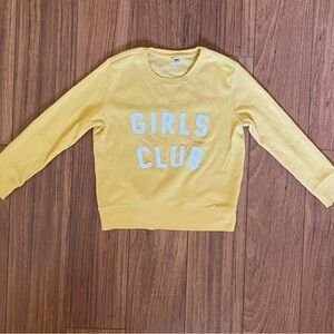 Old Navy yellow sweatshirt saying “Girls Club”